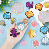 HOBBIESAY 18Pcs 9 Styles Shell & Octopus Shape Polyester Applqiues PATC-HY0001-37-3