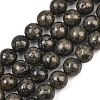 Natural Pyrite Beads Strands G-P303-01-8mm-16-2