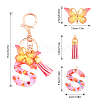 Fashion Alphabet Initial Letter Resin Keychain with Tassel Gradient Butterfly Pendant Key Ring KEYC-WH0027-105A-3
