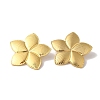 Textured Flower Ion Plating(IP) 304 Stainless Steel Stud Earrings for Women EJEW-L287-009G-1