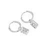 Rectangle S925 Sterling Silver Hoop Earrings KF9307-2-4