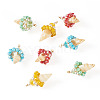 8Pcs 4 Colors Shell & Glass Pendants PALLOY-TA00383-3