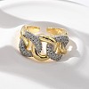 Brass Micro Pave Clear Cubic Zirconia Cuff Rings RJEW-U041-26G-2