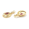 Rack Plating Brass Micro Pave Clear & Violet Cubic Zirconia Pendants X-KK-D073-21G-2