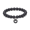 3Pcs 3 Style Natural Black Agate(Dyed) & Lava Rock & Synthetic Hematite Round Beaded Stretch Bracelets Set BJEW-JB08897-4