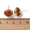 Brass Natural Carnelian Stud Earrings EJEW-Q043-01G-5