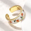 Brass Enamel Cuff Rings RJEW-P166-05G-01-2