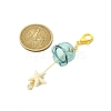 Glass & Brass Cubic Zirconia Charms & Synthetic Turquoise Beads Pendant Decorations HJEW-JM02980-02-4