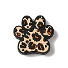 Paw Print with Leopard Print Pattern Silicone Focal Beads SIL-G011-01B-1