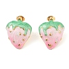 Strawberry Enamel Stud Earrings EJEW-Z065-14G-2