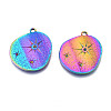 Rack Plating Rainbow Color 304 Stainless Steel Pendants Rhinestone Settings STAS-S119-121-2