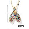 Brass Pave Colorful Cubic Zirconia Letter Pendant Box Chain Necklaces NU0575-13-1