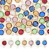 DICOSMETIC 56Pcs 7 Colors Brass Pave Glass Connector Charms FIND-DC0005-15-1