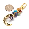 Alloy Hollow Moon & Lampwork Mushroom Pendant Decorations HJEW-JM01612-05-3