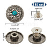 15Pcs 1-Hole Alloy & Plastic Beads Buttons BUTT-HY0001-11D-2