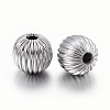 Tarnish Resistant 304 Stainless Steel Corrugated Beads STAS-P218-24-8mm-2