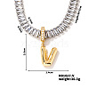 Golden Tone Brass Pave Clear Cubic Zirconia Letter Pendant Necklaces for Women YX4437-22-1