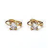 Brass Micro Pave Clear Cubic Zirconia Huggie Hoop Earrings EJEW-H121-13G-2