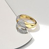 Brass Micro Pave Clear Cubic Zirconia Cuff Finger Rings for Women RJEW-B112-06GP-3