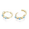 Clear Cubic Zirconia Evil Eye Huggie Hoop Earrings with Enamel EJEW-N015-18C-3