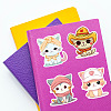 100Pcs Cat Shape PVC Waterproof Self-adhesive Cartoon Stickers PW-WG11207-01-3