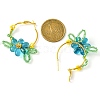 Woven Glass Flower Huggie Hoop Earring EJEW-MZ00235-01-3