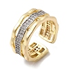 Brass Micro Pave Clear Cubic Zirconia Cuff Rings RJEW-H262-04G-4