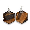 Natural Tiger Eye Pendants G-E487-95J-2