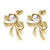 201 Stainless Steel ABS Plastic Pearl Stud Earrings EJEW-Z151-13G-06-4