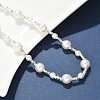 304 Stainless Steel & ABS Plastic Imitation Pearl Round Beded Necklaces for Women NJEW-S442-11P-3