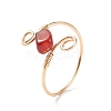 Natural Red Agate Braided Finger Ring RJEW-JR00490-3