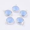 Silver Color Plated Brass Glass Flat Round Charms GLAA-M003-A-18S-1