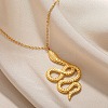 304 Stainless Steel Snake Pendant Necklaces for Women Men NJEW-Z063-03G-08-1