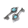 Key Brass Synthetic Turquoise Big Pendants KK-D361-01AS-31-2
