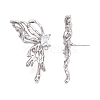 Brass Pave Clear Cubic Zirconia Butterfly Stud Earring Findings KK-N232-450P-3