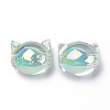 UV Plating Rainbow Iridescent Acrylic Beads OACR-H015-05D-3
