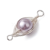 Copper Wire Wrapped Shell Pearl Connector Charms PALLOY-JF03114-02-5