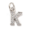 Initial Letter Brass with Cubic Zirconia Charms KK-Q814-26K-P-1