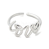 Word Love Brass Open Cuff Ring for Women RJEW-A040-04P-2