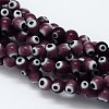 Handmade Evil Eye Lampwork Round Bead Strands LAMP-L055-6mm-04-1