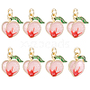 8Pcs Brass Enamel Peach Charms KK-BBC0025-20-1