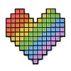 Zinc Alloy Rainbow Pixel Heart Enamel Pin Brooch JEWB-C034-01EB-1