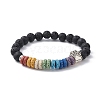 Colorful Dyed Natural Lava Rock Beaded Stretch Bracelets BJEW-JB09684-3