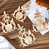 4Pcs Natural Solid Wood Carved Onlay Applique Craft WOOD-FH0002-37-4