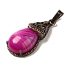 Natural Violet Banded Agate(Dyed & Heated) Pendants G-H065-01R-13-2