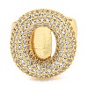 Brass Micro Pave Clear Cubic Zirconia Letter Open Cuff Ring for Women RJEW-M173-01G-O-2