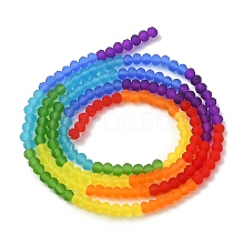 Rainbow Color 7 Colors Transparent Frosted Glass Beads Strands FGLA-YW0001-01