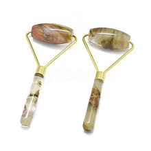 Synthetic Tigerskin Glass Brass Face Massager MRMJ-G010-11