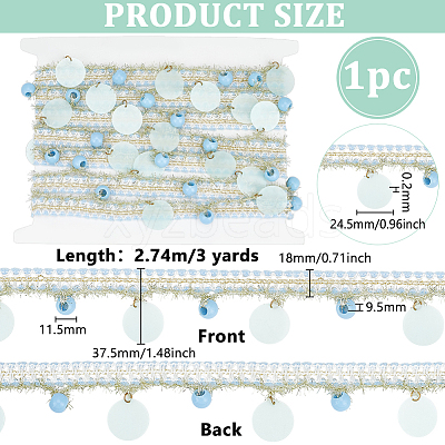 1 Skein Polyester Thread & Plastic Pendants Beaded Trim Ribbon OCOR-PH0007-75A-1