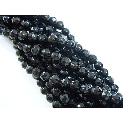 Synthetic Black Stone Beads Strands X-G-GSFR4mm-C044-1